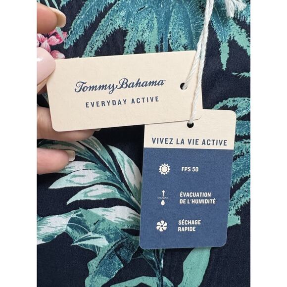Tommy Bahama Womens S Tropical Floral Active Tank Top Navy UPF 50 NWT - Picture 2 of 6
